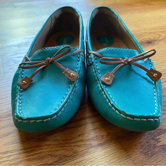 Clarks Artisan Turquoise Leather Slip On Loafer Mules Size 9.5M - Picture 3 of 7